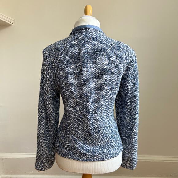 Talbots Tweed Open Front Blue Blazer Jacket XL Petite - Picture 7 of 8